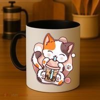 Cat Boba Tea Kawaii Coffee Mug thumb 4