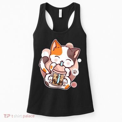 Cat Boba Tea Kawaii Women's Tank Top