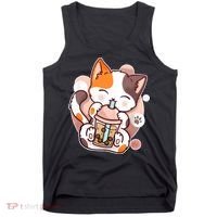 Cat Boba Tea Kawaii Tank Top thumb 0