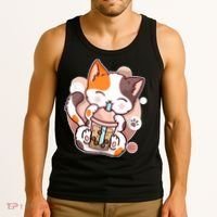 Cat Boba Tea Kawaii Tank Top thumb 3