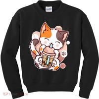 Cat Boba Tea Kawaii Kids Sweatshirt thumb 0