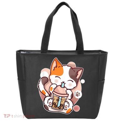 Cat Boba Tea Kawaii Tote Bag