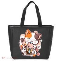 Cat Boba Tea Kawaii Tote Bag thumb 0