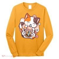 Cat Boba Tea Kawaii Long Sleeve Shirt thumb 0