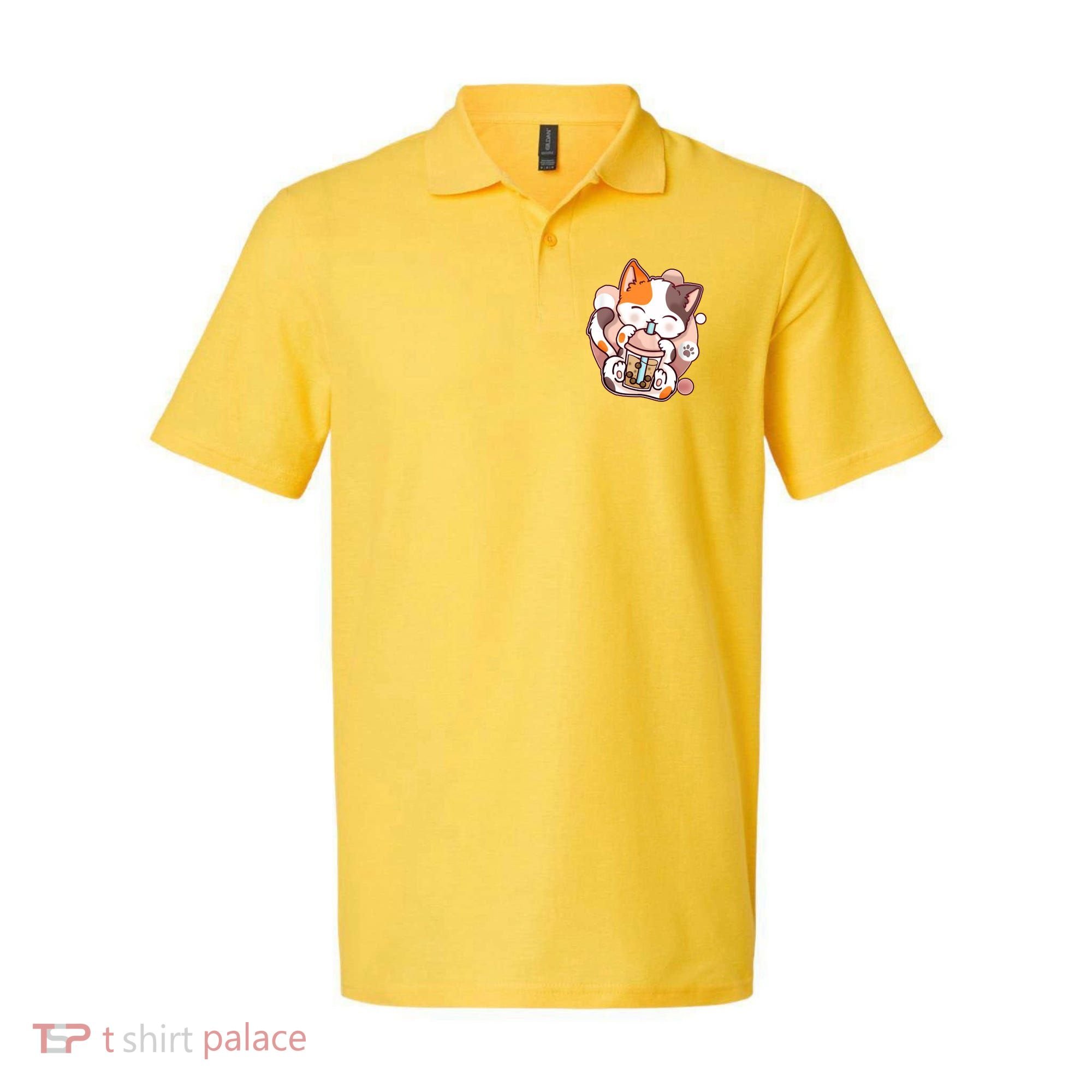 Cat Boba Tea Kawaii Polo