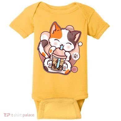 Cat Boba Tea Kawaii Baby Bodysuit