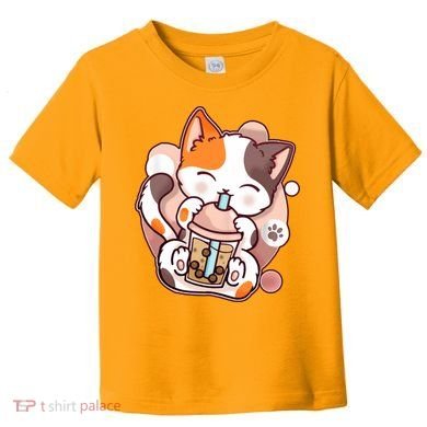 Cat Boba Tea Kawaii Toddler T-Shirt