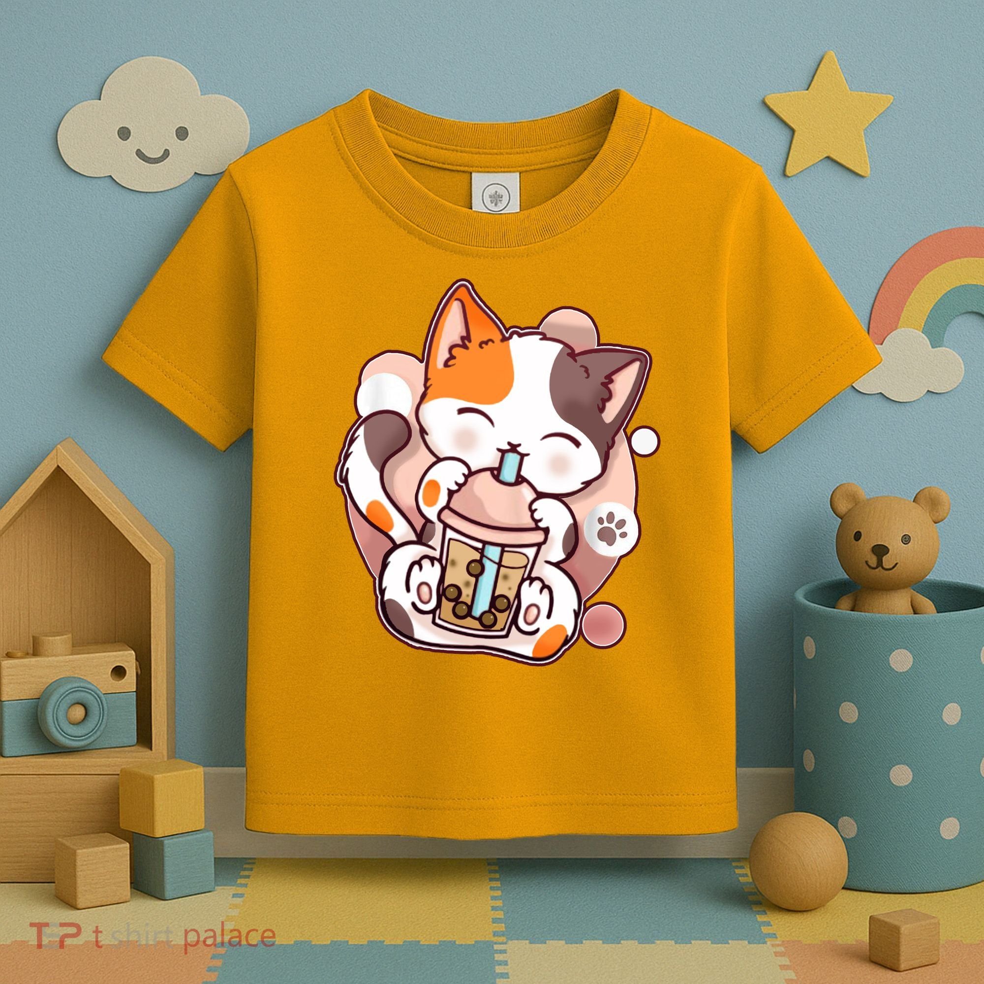Cat Boba Tea Kawaii Toddler T-Shirt