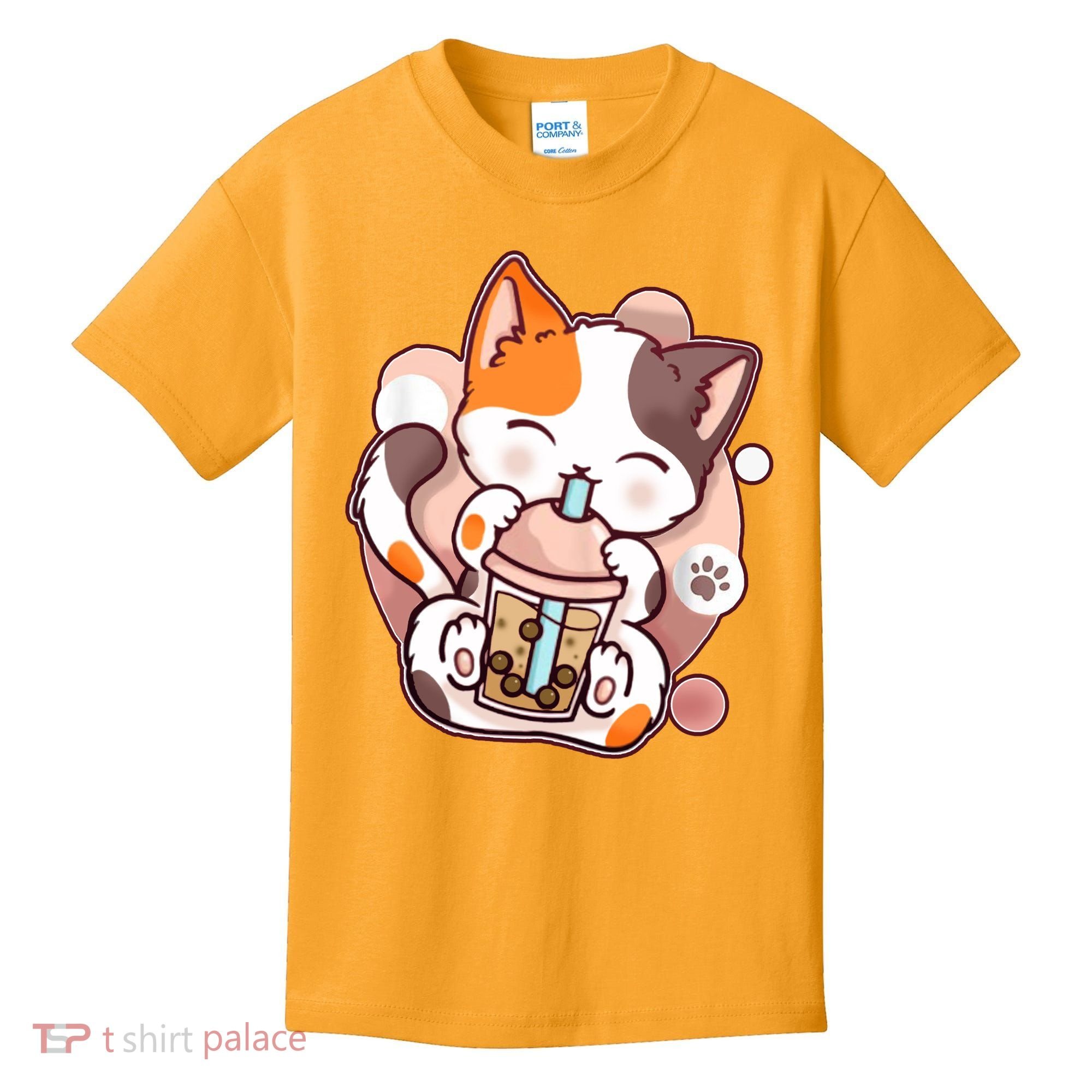Cat Boba Tea Kawaii Kids T-Shirt