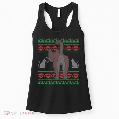 Cat Butt Ugly Christmas Sweater Design Women's Tank Top