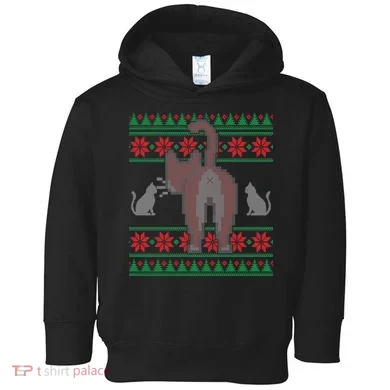Cat Butt Ugly Christmas Sweater Design Toddler Hoodie