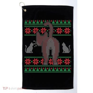 Cat Butt Ugly Christmas Sweater Design Golf Towel