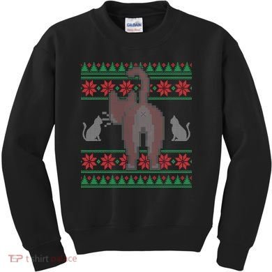 Cat Butt Ugly Christmas Sweater Design Kids Sweatshirt