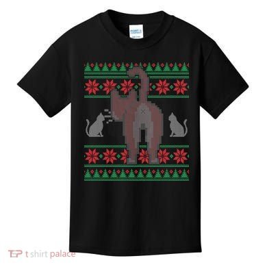 Cat Butt Ugly Christmas Sweater Design Kids T-Shirt