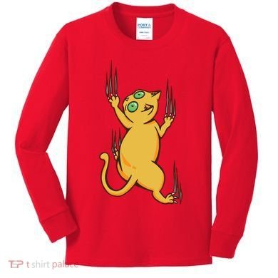 Cat Climbing Kids Long Sleeve Shirt
