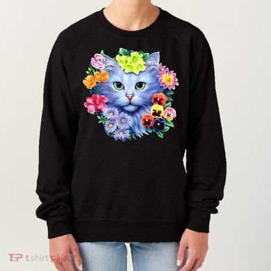 Cat Face With Flowers Women's Sweatshirt