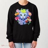 Cat Face With Flowers Women's Sweatshirt thumb 0