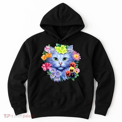 Cat Face With Flowers Hoodie