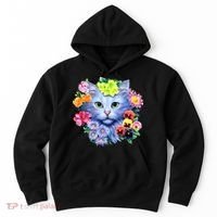 Cat Face With Flowers Hoodie thumb 0