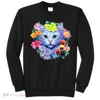 Cat Face With Flowers Sweatshirt thumb 0