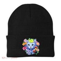 Cat Face With Flowers Beanie thumb 0