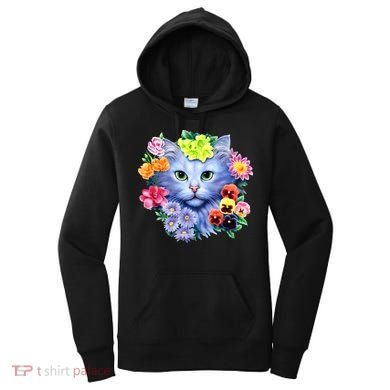 Cat Face With Flowers Women's Hoodie