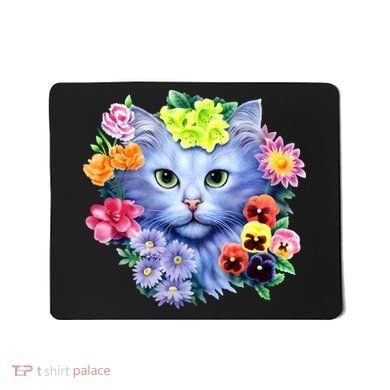 Cat Face With Flowers Mousepad