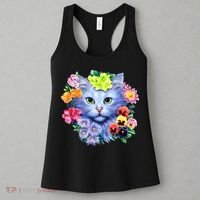 Cat Face With Flowers Women's Tank Top thumb 3