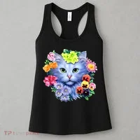 Cat Face With Flowers Women's Tank Top thumb 3