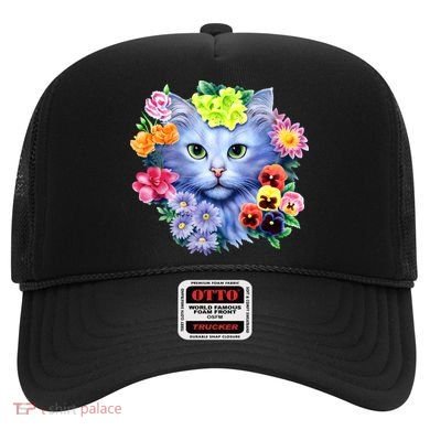 Cat Face With Flowers Hat