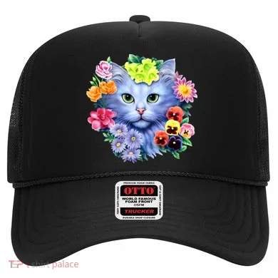 Cat Face With Flowers Hat