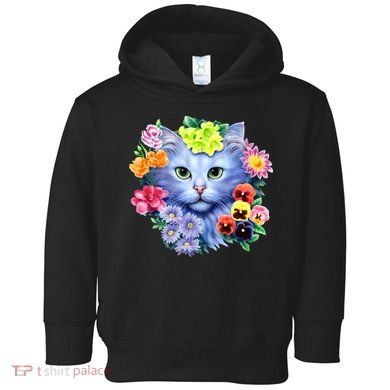 Cat Face With Flowers Toddler Hoodie