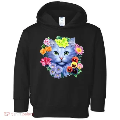 Cat Face With Flowers Toddler Hoodie