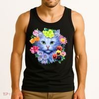 Cat Face With Flowers Tank Top thumb 3
