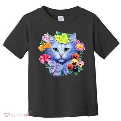 Cat Face With Flowers Toddler T-Shirt