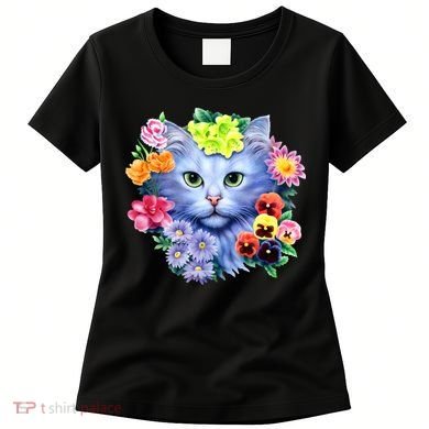 Cat Face With Flowers Women's T-Shirt