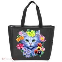Cat Face With Flowers Tote Bag thumb 0
