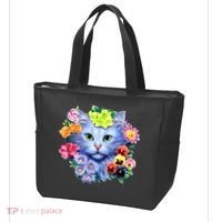 Cat Face With Flowers Tote Bag thumb 3