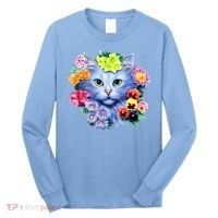 Cat Face With Flowers Long Sleeve Shirt thumb 0