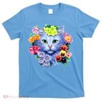 Cat Face With Flowers T-Shirt thumb 0