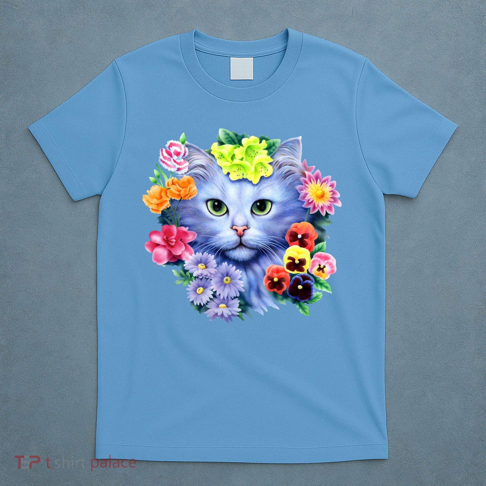 Cat Face With Flowers T-Shirt