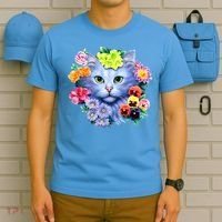 Cat Face With Flowers T-Shirt thumb 5