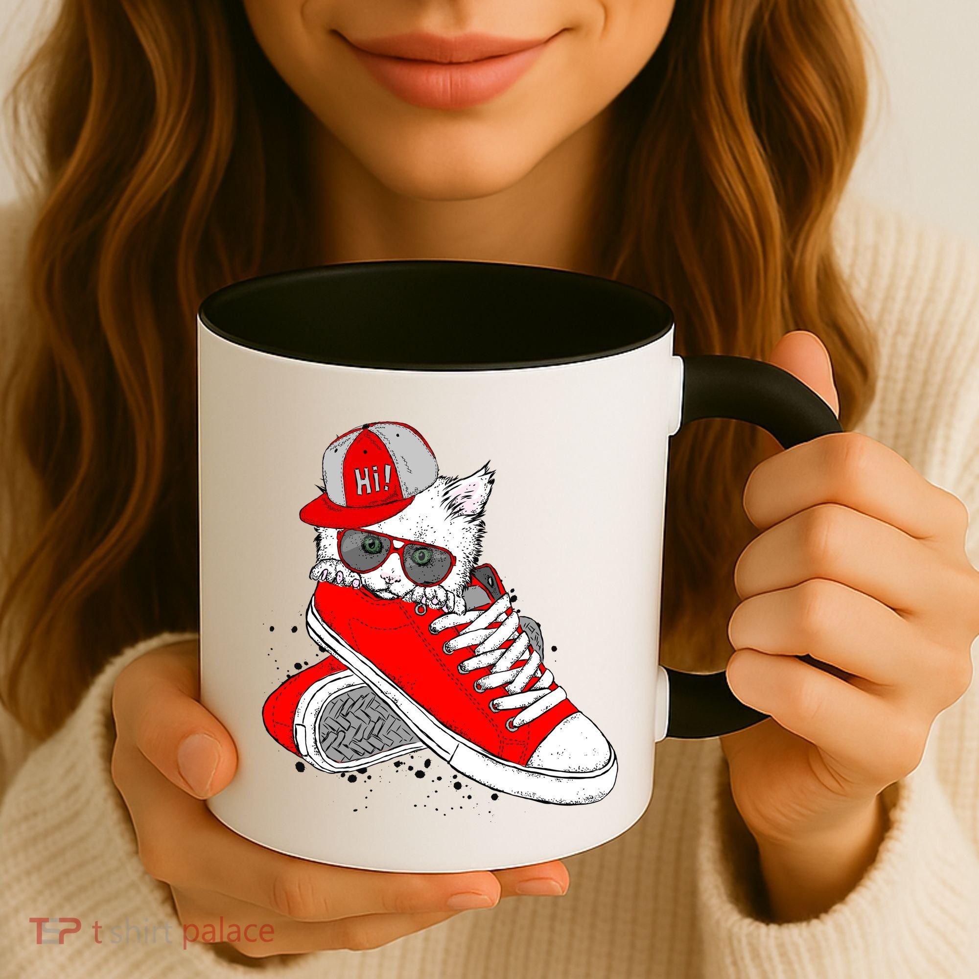 Cat In Red Sneakers Coffee Mug