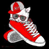 Cat In Red Sneakers Ornament thumb 1