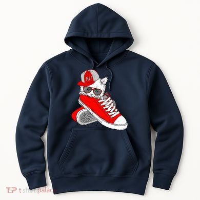 Cat In Red Sneakers Hoodie