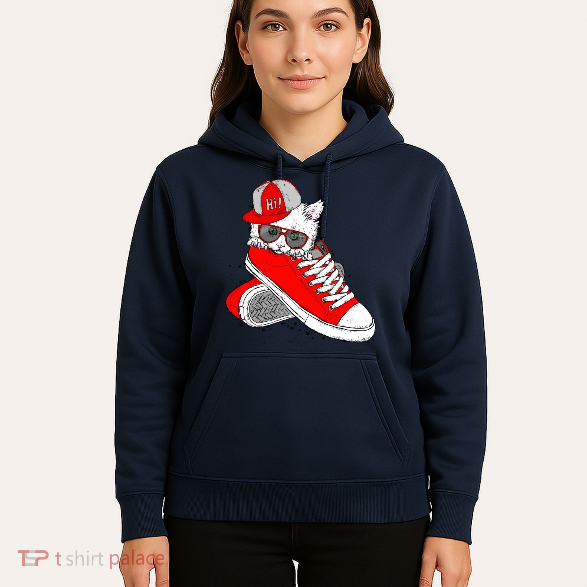 Cat In Red Sneakers Hoodie