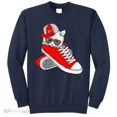 Cat In Red Sneakers Sweatshirt
