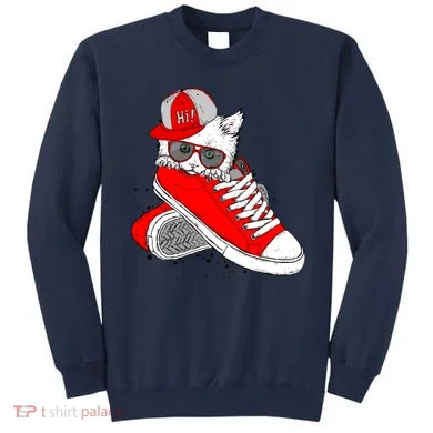 Cat In Red Sneakers Sweatshirt