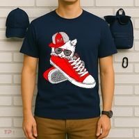 Cat In Red Sneakers T-Shirt thumb 6