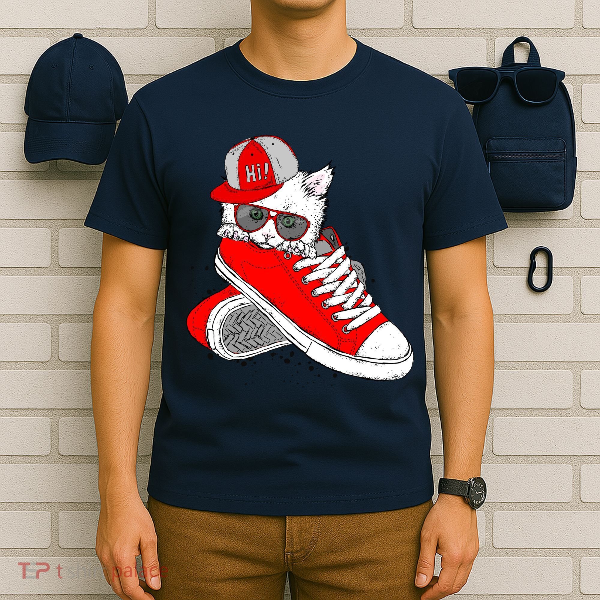Cat In Red Sneakers T-Shirt